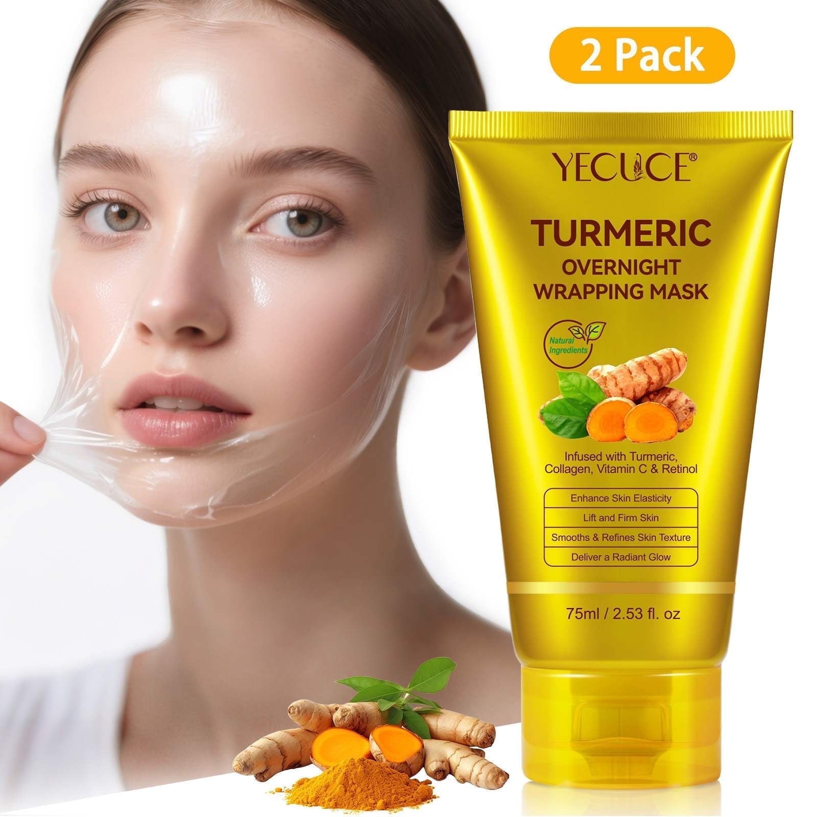 Kojic Acid Turmeric Overnight Wrapping Peel Off Mask for Lifting ...