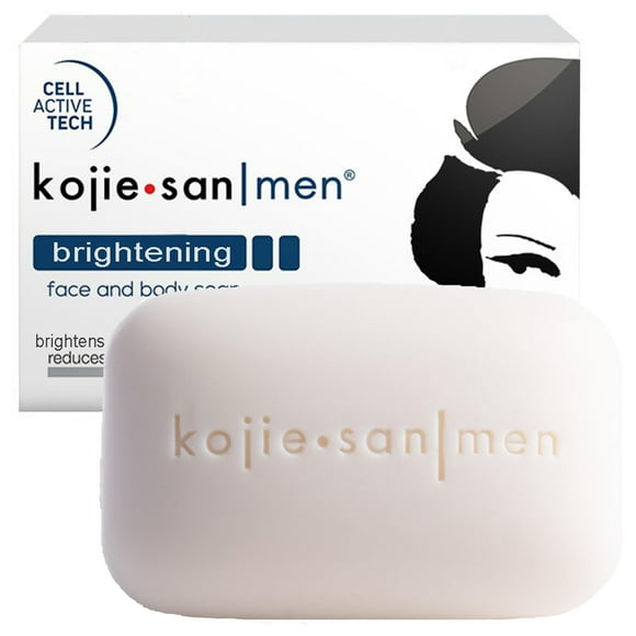 Kojie San Men Brightening Face and Body Soap - The Original Kojie Soap for Men Reduces Dark Spots, & Other Types of Skin Damage 135g x 1 Bar