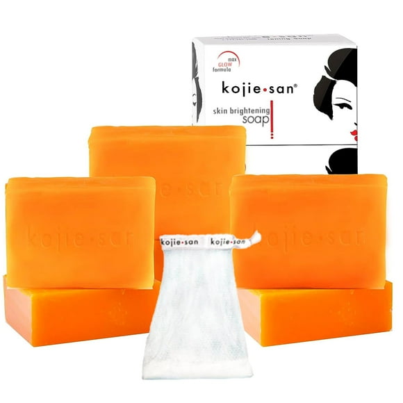 Kojie San Skin Brightening Soap, Hyperpigmentation, and Other Types of Skin Damage 135g x 6 Bars with Soap Net
