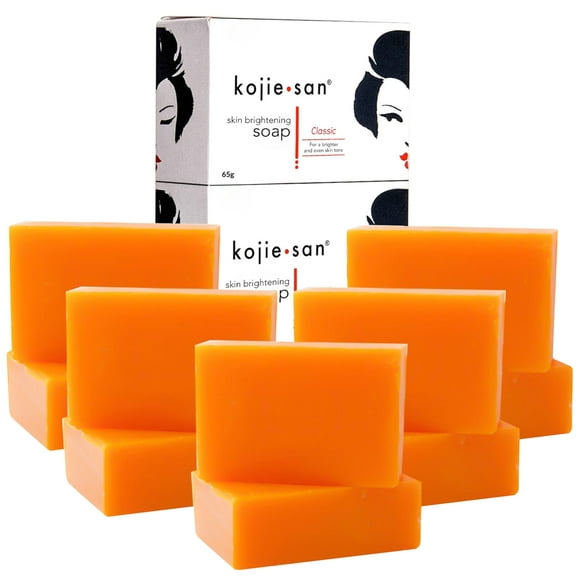 Kojie San Skin Brightening Soap for Women that Reduces Dark Spots, Hyperpigmentation, & Scars, 65g x 10 Bars