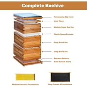 Kojooin 10 Frame Bee Hive Kit, Bee Hive Boxes Beeswax Coated Beehive Kit with Beehives Frames and Wax Foundations for Beekeepers 2 Deep Box & 1 Medium Super