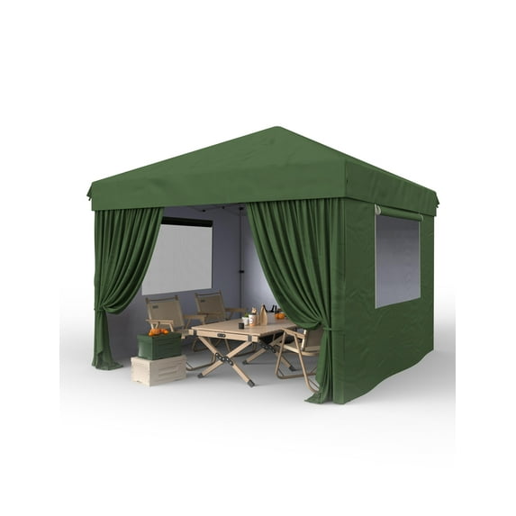 Kojooin 10 X 10ft Pop-Up Canopy, Foldable Outdoor Sunshade Shelter, One-Push Setup Tent for Events, Parties, Camping and Commercial Use, Instant Setup Tent Shelter, with 4 Removable Sidewalls