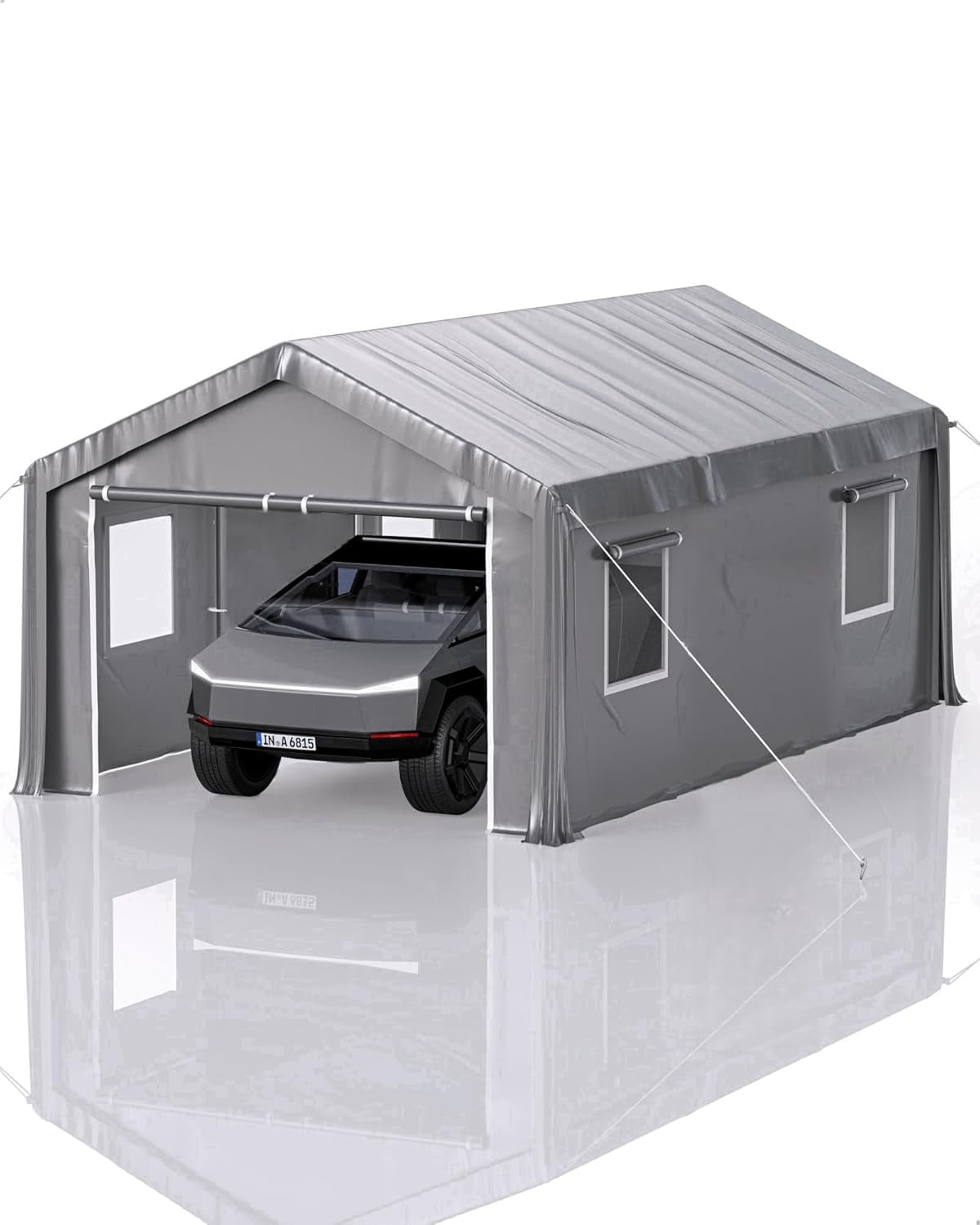 Kojooin 10' x 20' Heavy-Duty Carport, Portable Garage, 180g PE Waterproof Canopy and 8 x 1.0 mm Poles for Full-Size Pickup Trucks, Boats, and SUVs - Gray