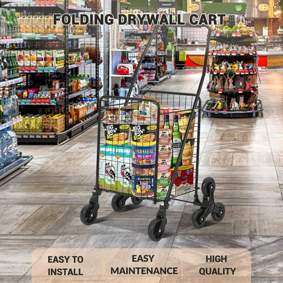 Kojooin 110L Heavy Duty Folding Cart | Stair-Climbing 360° Wheels | 110LB Capacity Utility Wagon for Groceries, Laundry & Multi-Floor Transport