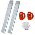 thumbnail image 1 of Kojooin 2 PCS 74" L Loading Ramps, 960lbs Capacity Steel Ramps With 2Pcs Tie Straps, 1 Pair Gloves For Loading Pickup Trucks, Motorcycle, Dirt Bike, Lawn Mower, ATV, Bicycle, 1 of 6