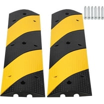 Kojooin 2-Pack Heavy Duty Rubber Speed Bumps – Portable Modular Speed Bump with 2 Channels for Roads, Driveways, Concrete, Asphalt, Gravel