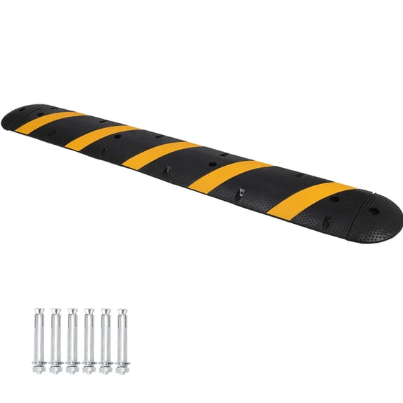 Kojooin 2-Pack Heavy Duty Rubber Speed Bumps – Portable Modular Speed Bump with 2 Channels for Roads, Driveways, Concrete, Asphalt, Gravel