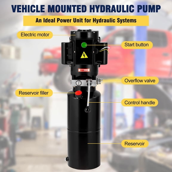 Kojooin 220 V Car Lift Hydraulic Power Unit, 3 HP Single-Phase Pump with 10 L Steel Tank, 21 MPa Max Pressure for 2- & 4-Post Auto Hoists