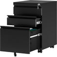 thumbnail image 1 of Kojooin 24-Inch 3-Drawer Mobile Filing Cabinet with Lock - Metal Lateral File Cabinet for Legal/Letter/A4 Files, Black, 1 of 1
