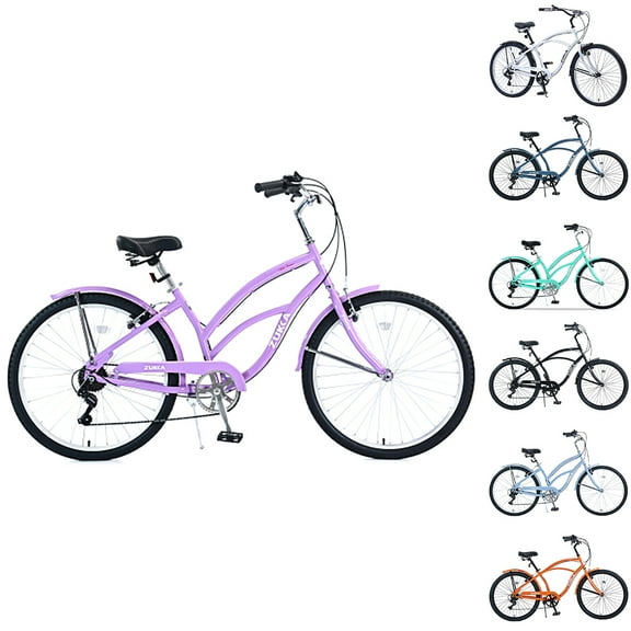 Kojooin 26 Inch Cruiser Bike 7 Speed Multiple Colors Bicycle Safe Easy Assembly Complete Cruiser Bikes With Front Rear Wheel V Brake