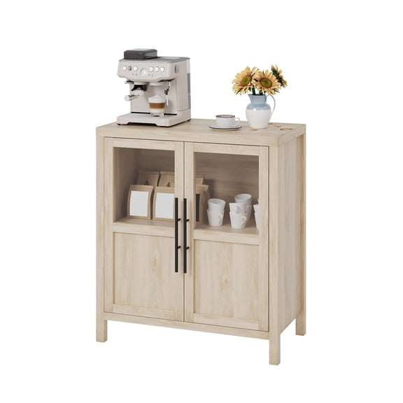 Kojooin 29" Coffee Bar Cabinet - Glass Door Sideboard with Drawers for Kitchen, Dining Room, Living Room
