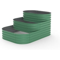 Kojooin 3-In-1 Tiered Raised Garden Bed: Galvanized Oval Planter for Vegetables, Herbs, and Flowers