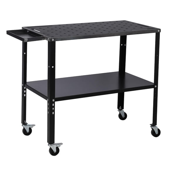 Kojooin 36-Inch x 19-Inch Welding Worktable, 5/8-Inch Clamping Holes, Steel Welding Worktable, 1200 Lb Load Capacity, Portable Worktable