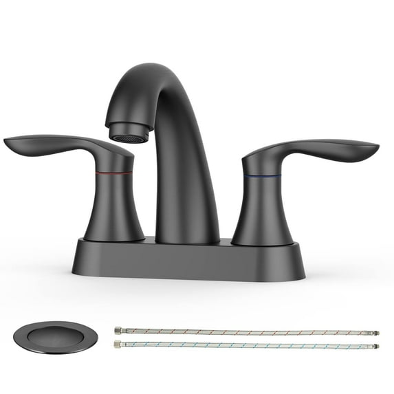 Kojooin 4 Inch Centerset Bathroom Sink Faucet - Durable Design with Pop Up Drain and Dual Handles