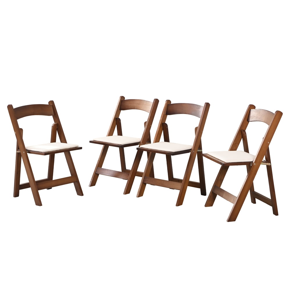 Kojooin 4 Pack Folding Chairs With Padded Cushion, Padded Foldable ...