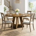 thumbnail image 1 of Kojooin 47-Inch Round Large Dining Table Set for 4 to 6, Farmhouse Dinner Table with Wooden Top and Legs for Home Dining Room or Living Room, 1 of 8