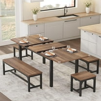 Kojooin 5 - Pieces Dining Table Set for 4-6, 63" Large Extendable Dining Room Table Set