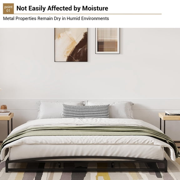 Kojooin 6 Inch Heavy Duty Metal Platform Bed Frame with Arch Design, Easy Assembly, Strong Bearing Capacity, Under Bed Storage, No Box Spring Needed