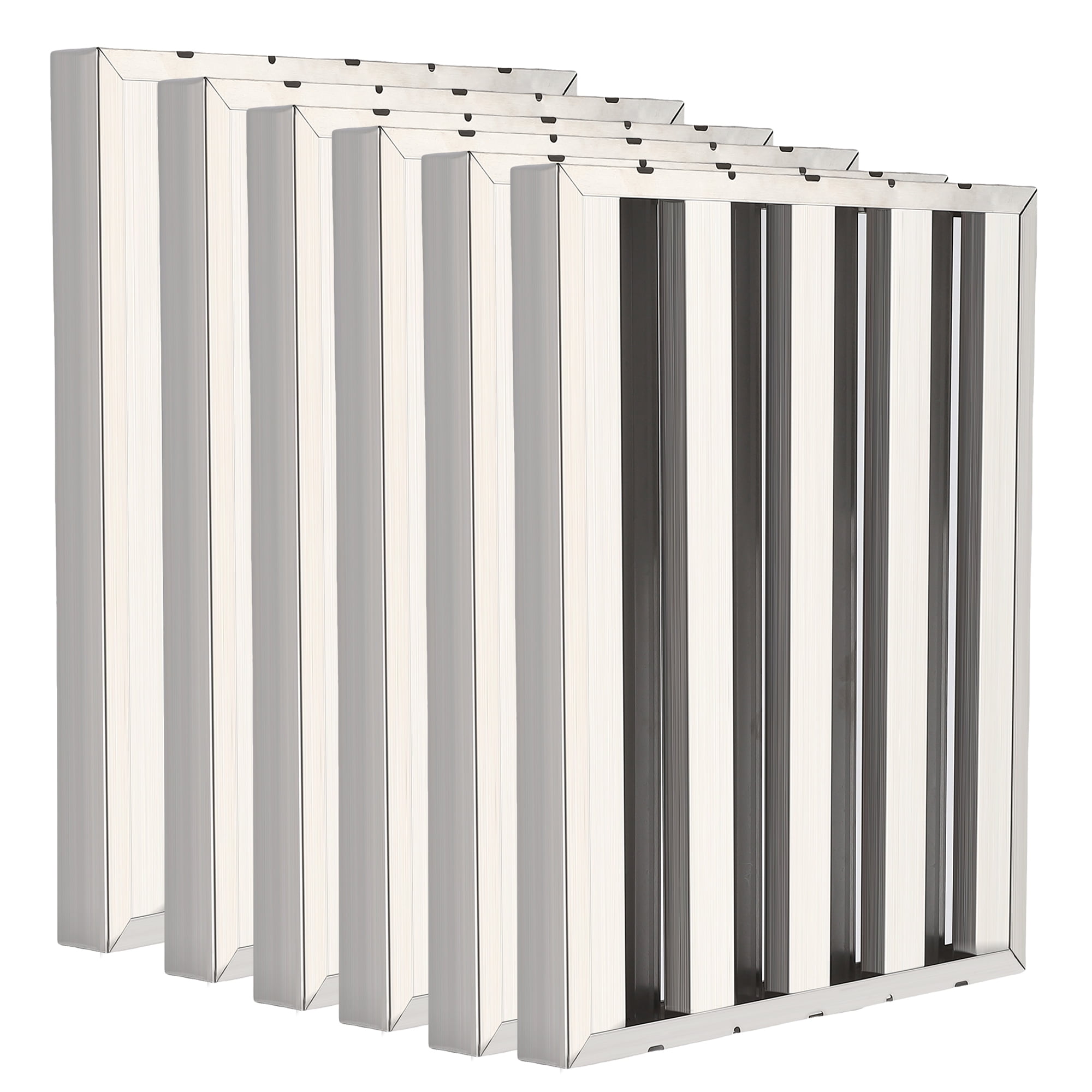Kojooin 6-Pack Commercial Range Hood Filters, Baffle-Type Grease Filters, 5-Slot Design, Suitable for Restaurant Exhaust Systems, Easy To Clean and Dishwasher Safe, Universal Replacement Pack