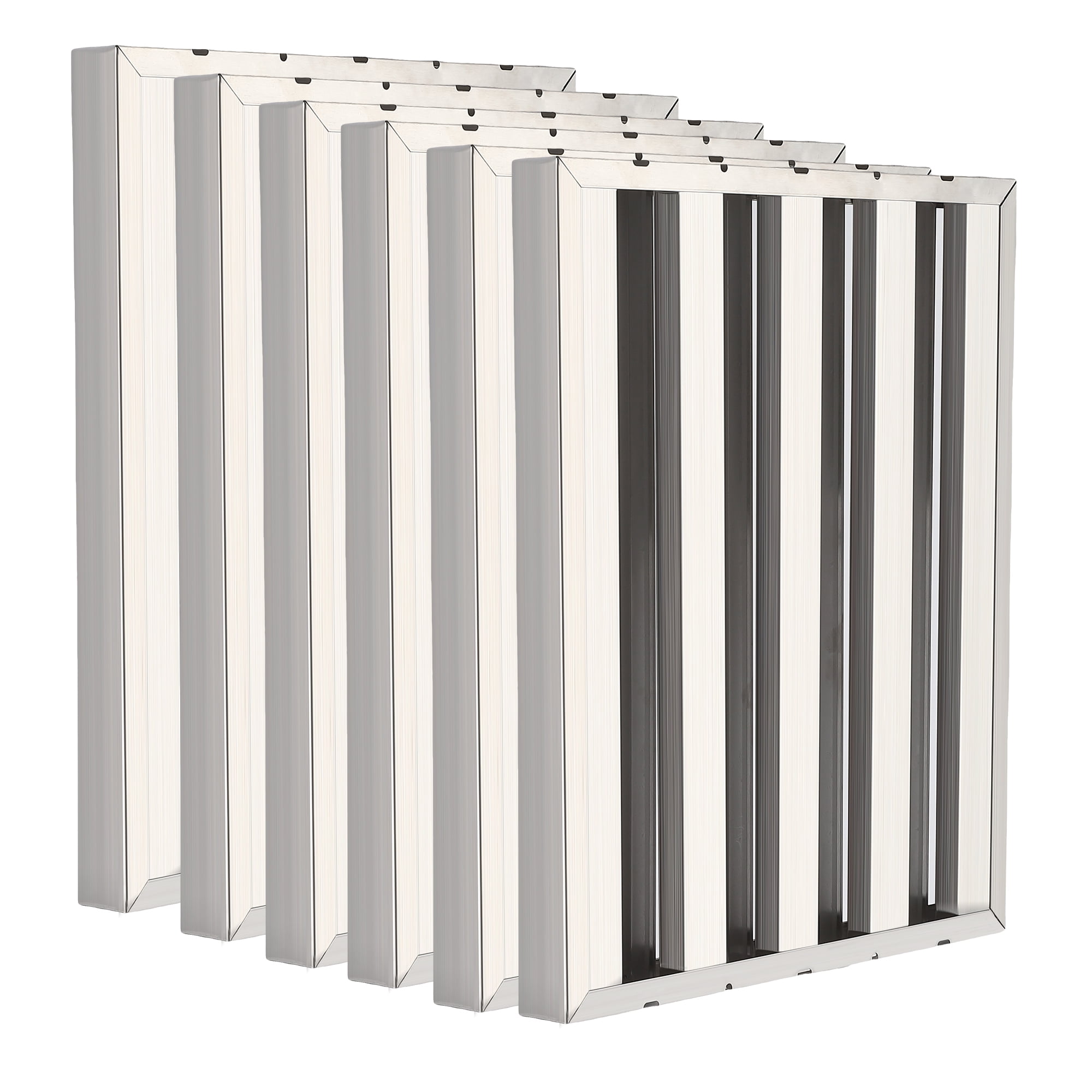 Kojooin 6-Pack Commercial Range Hood Filters, Baffle-Type Grease Filters, 5-Slot Design, Suitable for Restaurant Exhaust Systems, Easy To Clean and Dishwasher Safe, Universal Replacement Pack