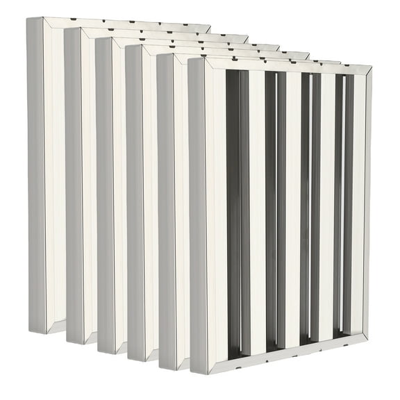 Kojooin 6-Pack Commercial Range Hood Filters, Baffle-Type Grease Filters, 5-Slot Design, Suitable for Restaurant Exhaust Systems, Easy To Clean and Dishwasher Safe, Universal Replacement Pack