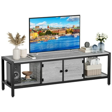 Kojooin 65 Inch TV Stand with Storage,with Adjustable Legs,Wooden TV Stand with Open Shelves,Light Grey