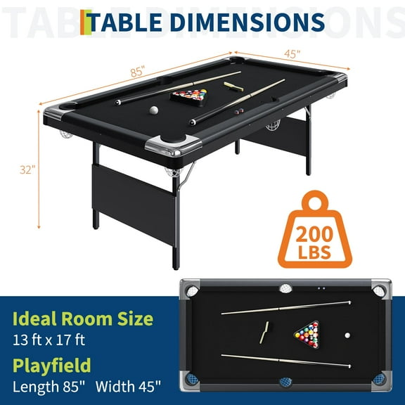 Kojooin 6Ft/7Ft Portable Pool Table, Adults Folding Billiards Tables, Outdoor Pool Table for Family Game Room, Adult Rrec Room, Basements, Man Cave or Garage