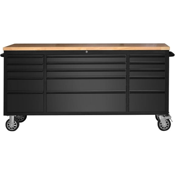 Kojooin 72-Inch Rolling Tool Cabinet, Large Rolling Tool Chest with 15-Drawer and Mobile Workbench, Heavy Duty Steel Storage Cabinet with Locking System for Warehouse, Garage, Basement