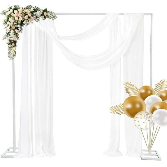 Kojooin 8.2FT Wedding Arch Backdrop Stand, Square Backdrop Adjustable Stand Metal Rectangular Arch Frame Balloon Arch Rack for Ceremony Baby Shower Birthday Party Anniversary Decoration