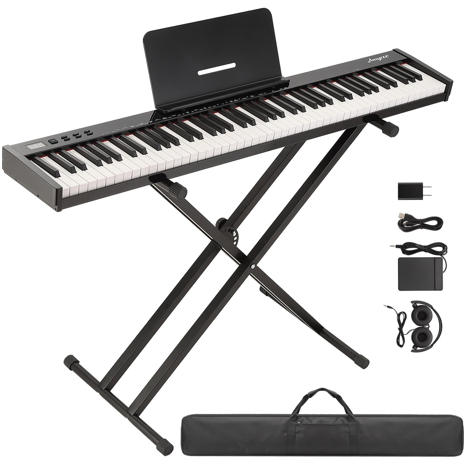 Kojooin 88-Key Full-Size Semi-Weighted Electronic Keyboard Piano Set, Portable Digital Piano