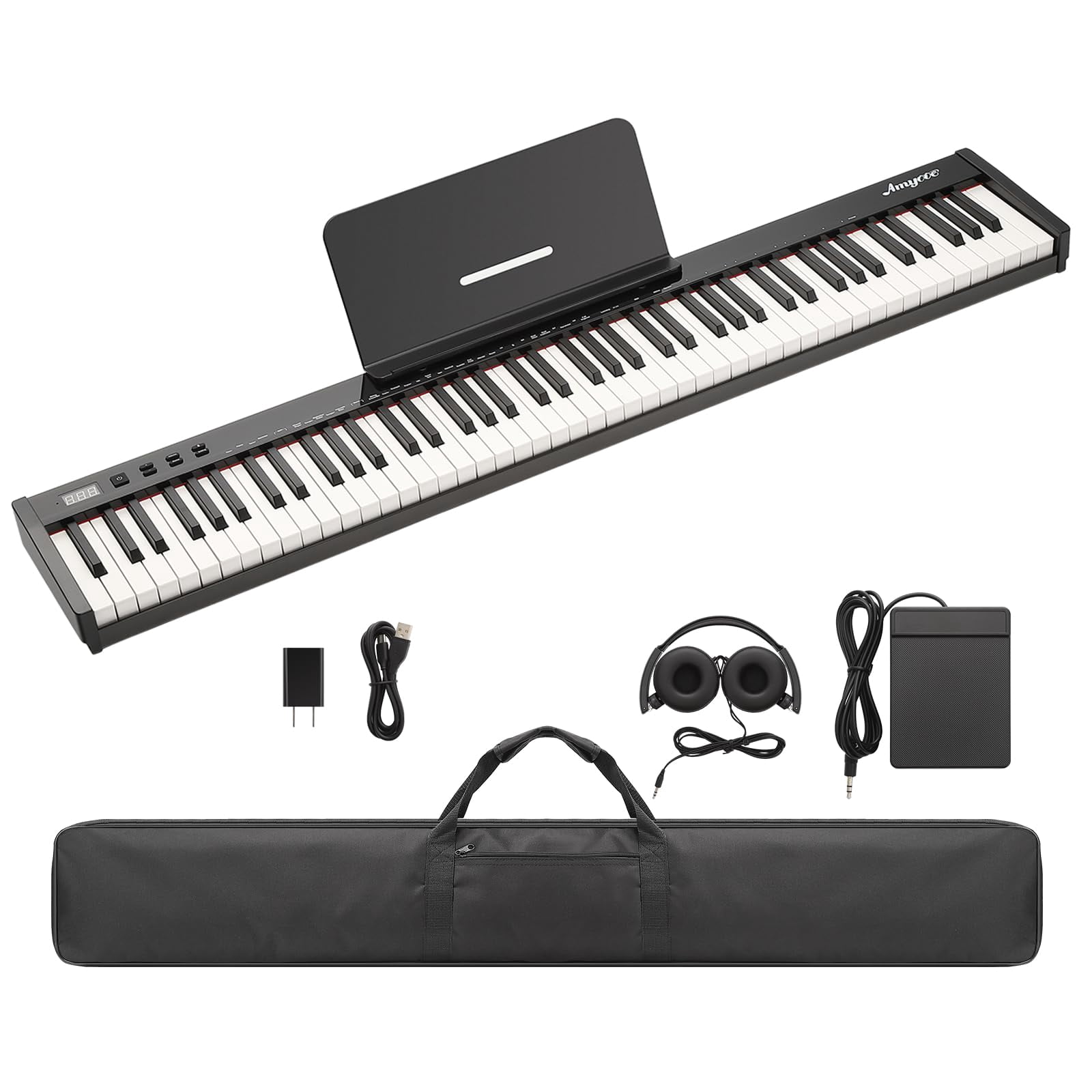 Kojooin 88-Key Full-Size Semi-Weighted Electronic Keyboard Piano Set, Portable Digital Piano