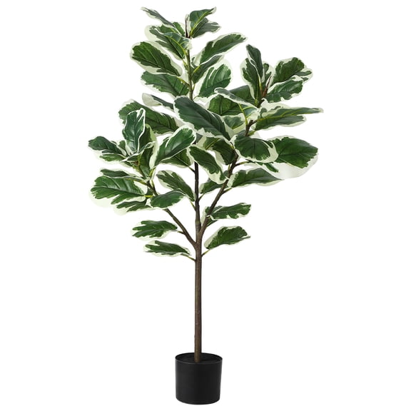 Kojooin Artificial Fiddle Leaf Fig Tree,51 Inch Faux Ficus Lyrata Plant with 46 Fiddle Leaves, Fake Floor Plant in Pot,Green