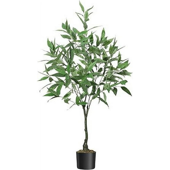 Kojooin Artificial Tree Plant Eucalyptus Tree 48 inches Tall,Modern Large Fake Plant Decor in Pot for Indoor Outdoor,Green