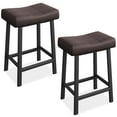 thumbnail image 1 of Kojooin Bar Stools, Set of 2 Bar Chairs with PU Upholstered Saddle Seats, Kitchen Stools, 24" Modern Backless Counter Height Stool for Kitchen Island Bar, 1 of 7