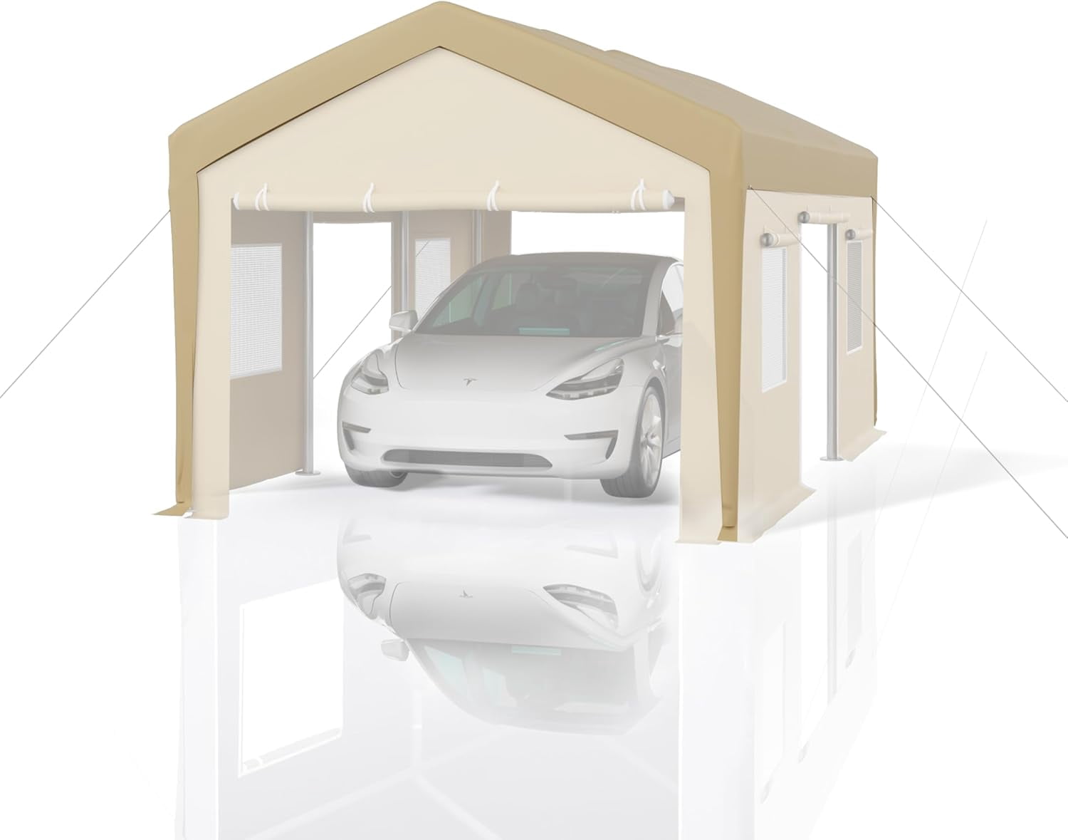 Kojooin Carport Replacement Canopy Cover - Waterproof, UV-Resistant & Wind-Resistant PE Fabric