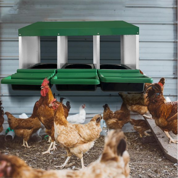 Kojooin Chicken Nesting Box, 3-Compartment Egg Laying Box, Convenient for Collecting Eggs, Ventilated Poultry House Equipment in Metal Chicken Coop