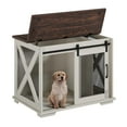 thumbnail image 1 of Kojooin Classic Sliding Barn Door Dog Crate End Table with Removable Divider, Flip Top Opening for Adult Dogs, 1 of 6