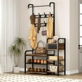 thumbnail image 1 of Kojooin Coat Rack with Bench and Drawer 68.8''H Freestanding Hall Tree with Shoe Storage/8 Hooks Entryway Bench with Coat Rack Shelves Shoe Bench and Wall Rack for Living Room, Rustic, 1 of 9