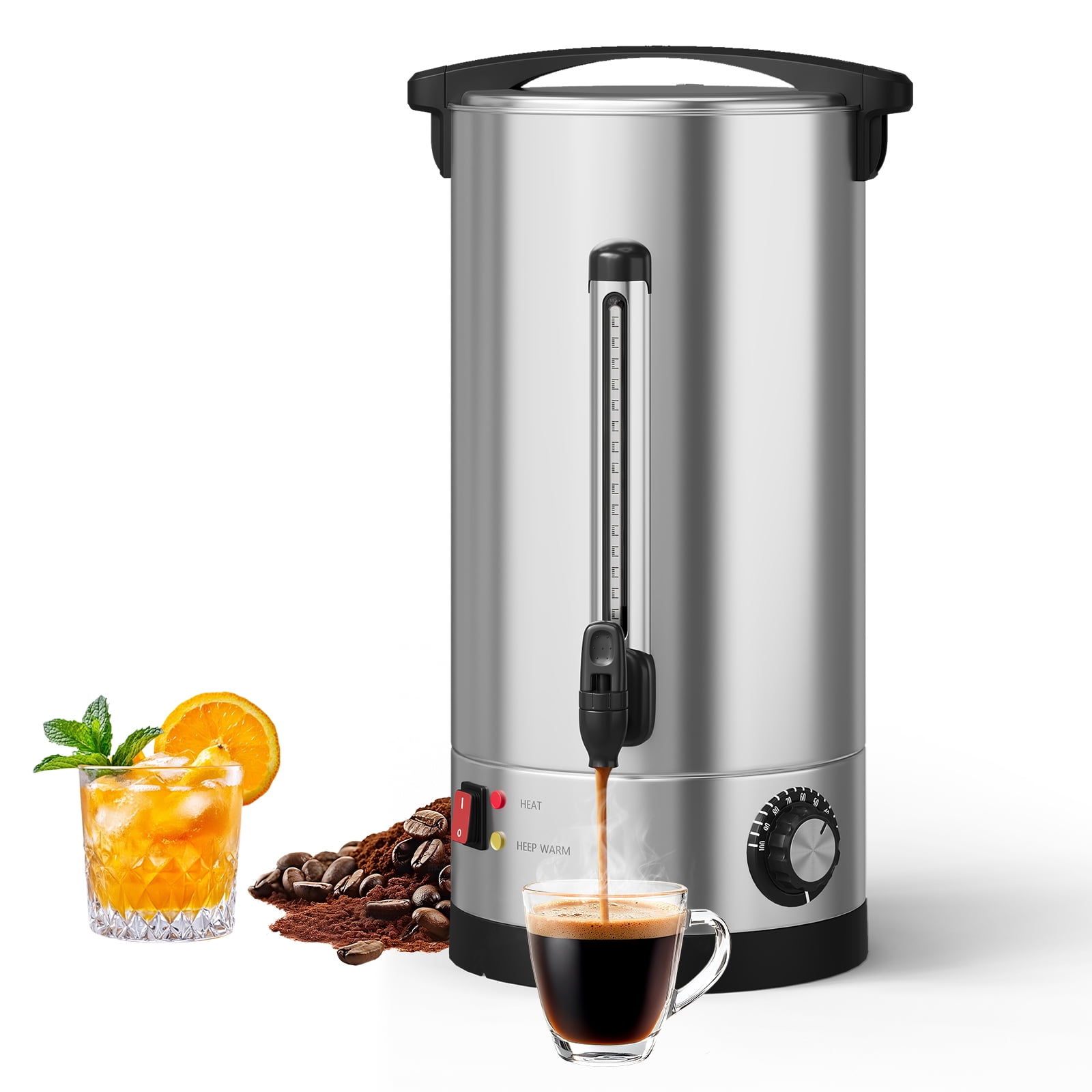 Kojooin Commercial Coffee Maker – Large Stainless Steel Electric Coffee Maker, Double-Insulated, with Filter Basket – Suitable for Buffets, Catering Services, Parties, Weddings, and Business Events