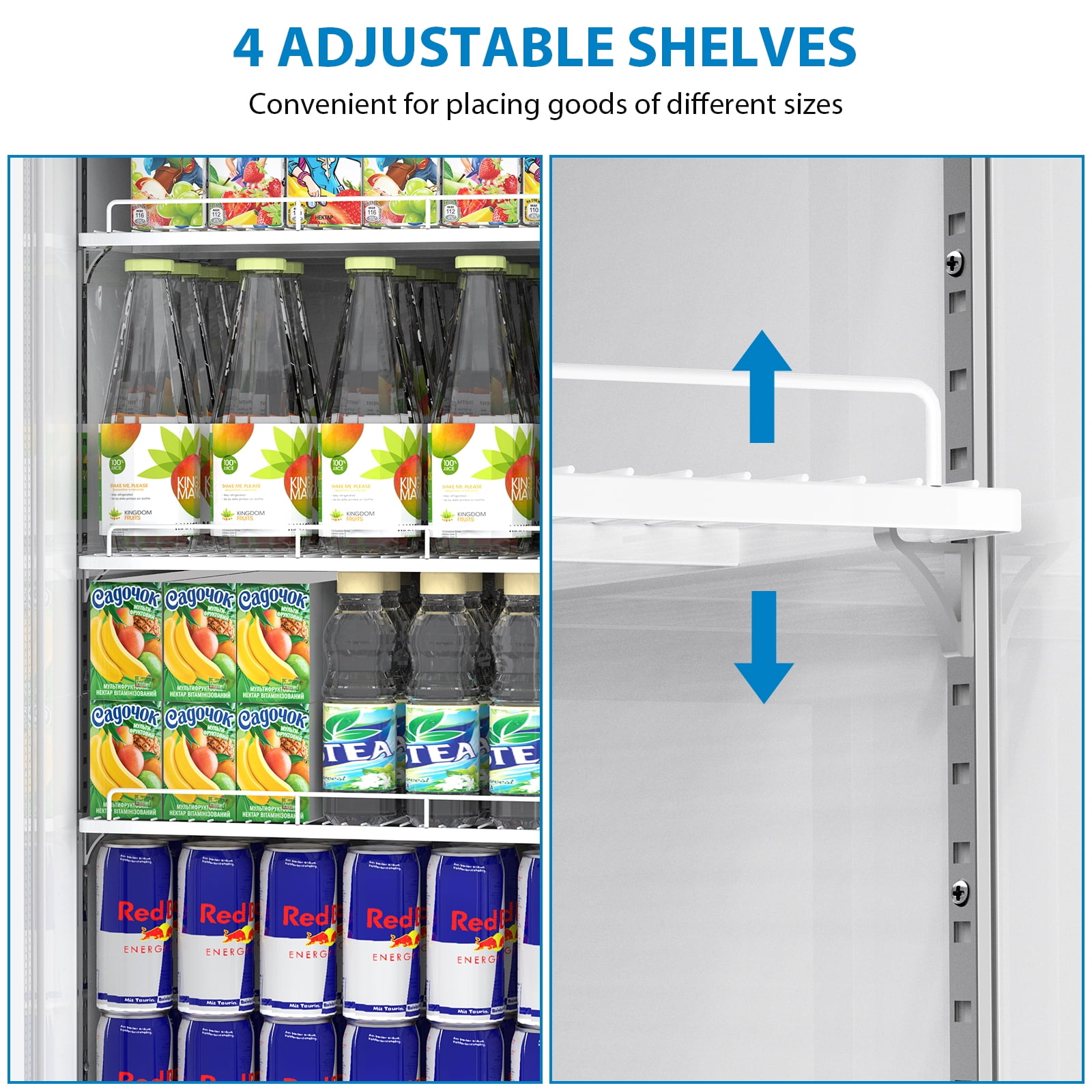 Kojooin Commercial Merchandiser Refrigerator,Beverage Refrigerator Cooler,Glass Door Display Refrigerator Upright Fridge,White