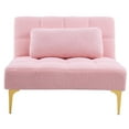 thumbnail image 1 of Kojooin Convertible Futon Sofa Bed Modern Teddy Fabric Loveseat Sleeper Couch With Adjustable Backrest Metal Legs For Small Spaces Living Room, 1 of 6