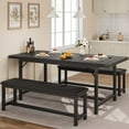 thumbnail image 1 of Kojooin Dining Table Set for 4-6, 63" Extendable Rustic Gray Dining Table with 2 Upholstered Benches, 1 of 8