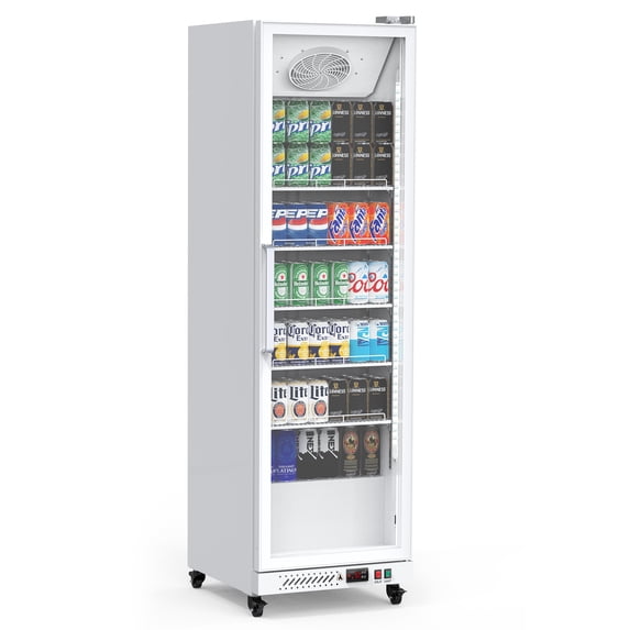 Kojooin Display Refrigerator Commercial,Merchandiser Refrigerator,Upright Beverage Cooler With Adjustable Shelves,White