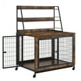 Kojooin Dog Crate Furniture With Storage Shelves, Rustic Wood Dog