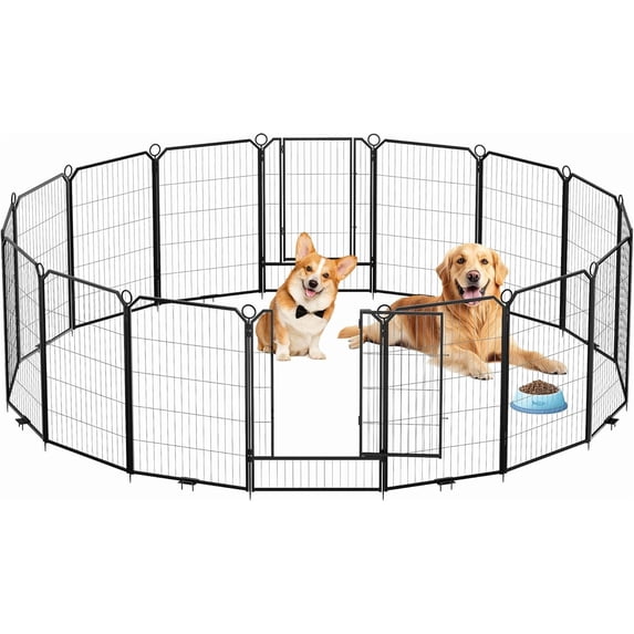 Kojooin Dog Playpen,16 Panels 40" Height Adjustable with Gate,Perfect for Medium and Large Dogs