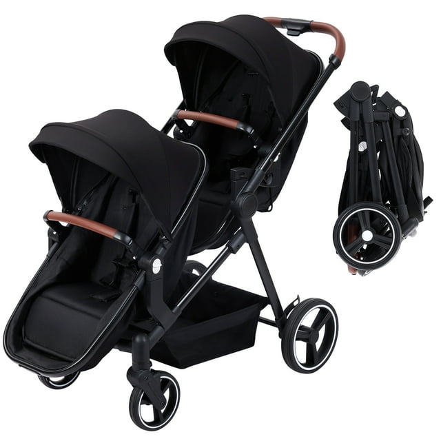 Kojooin Double Stroller Track Tandem Stroller,Foldable Pushchair ...