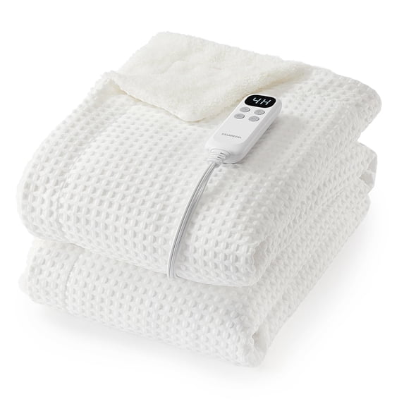 Kojooin Electric Waffle Blanket, Machine Washable, 6 Temperature Settings, Lcd Controller, 1-4 Hour Timer, Etl Certified