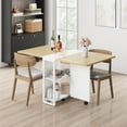 thumbnail image 1 of Kojooin Folding Dining Table, Drop Leaf Dining Table for 4, Foldable Kitchen Table with 2 Storage Shelf, Space Saving Dining Tables for Small Spaces, Movable Kitchen Table with 6 Wheels, 1 of 8