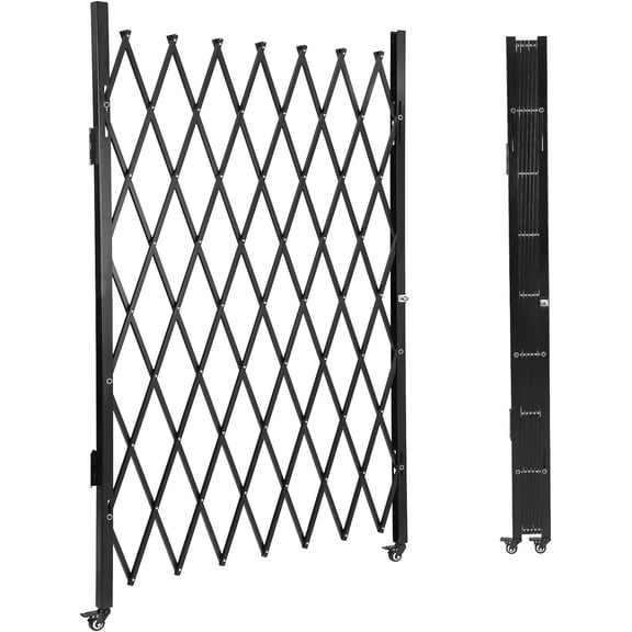 Kojooin Folding Security Gate - Heavy-Duty Retractable Metal Fence with 360° Wheels and Foot Lock, Rust-Proof and Waterproof Powder Coating, Suitable for Home Garden Patio Pet Isolation