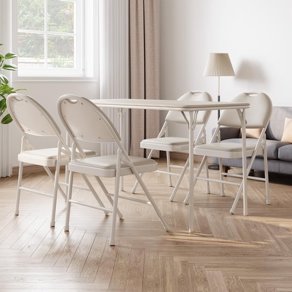 Kojooin Folding Table and Chairs Set of 5,Portable Card Table and Chairs,Padded Table & Chair Dining Set for Picnic, Event, Training,Indoor and Outdoor